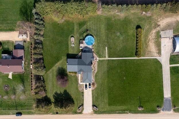 aerial view with a rural view