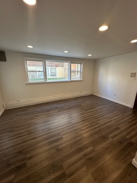 spare room featuring dark hardwood / wood-style floors