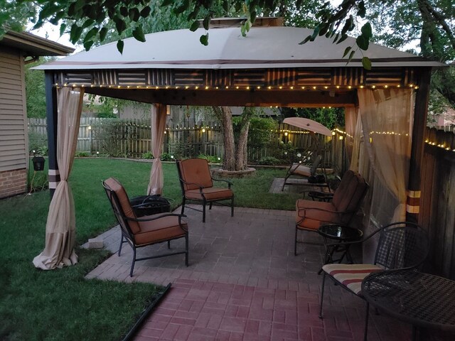 view of patio / terrace with a gazebo