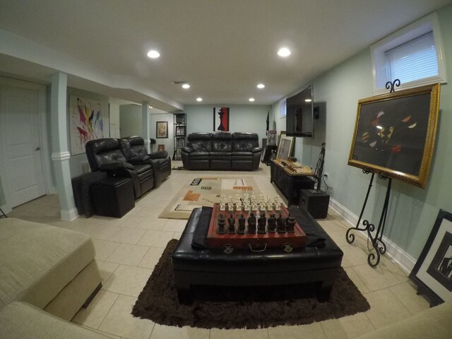 view of tiled living room