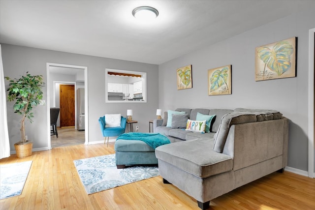 living room with hardwood / wood-style floors