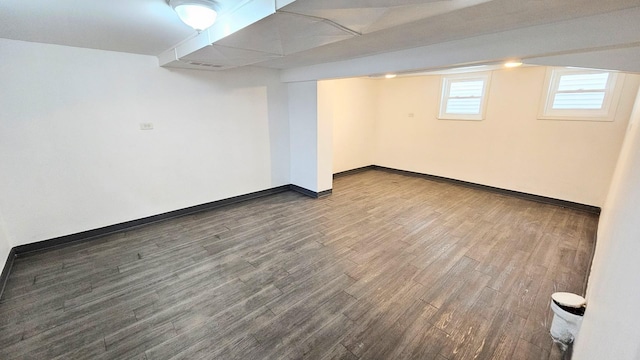 basement featuring hardwood / wood-style flooring