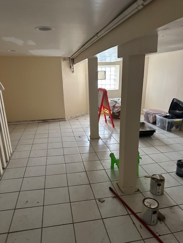 interior space featuring light tile patterned flooring