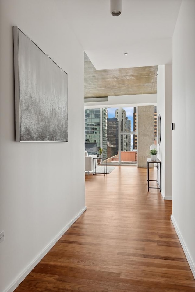 corridor featuring hardwood / wood-style flooring