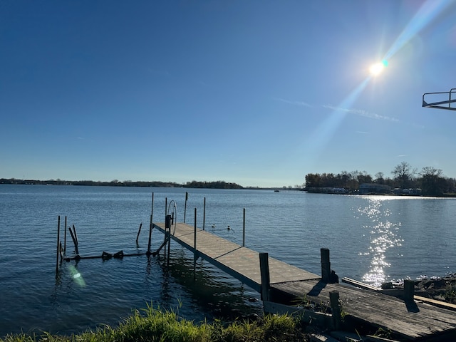 view of dock featuring a water view