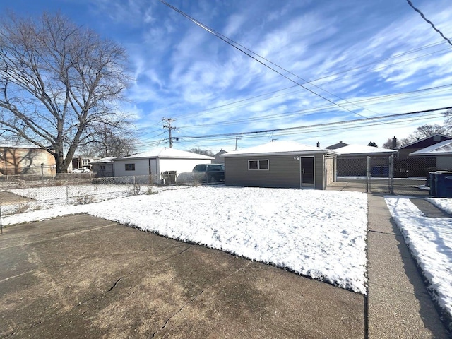 view of snow covered property