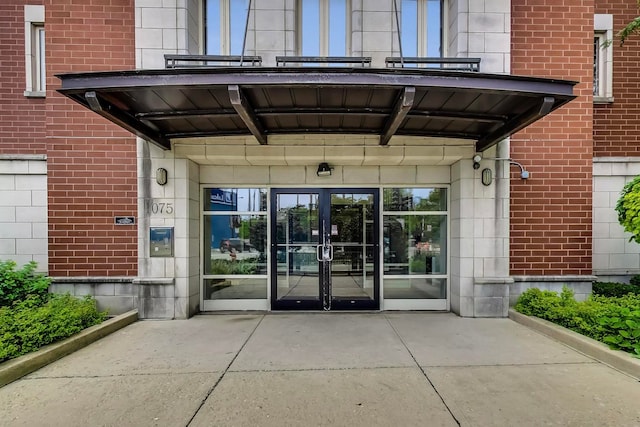 doorway to property featuring french doors