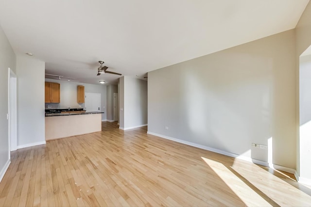 unfurnished living room with light wood-type flooring