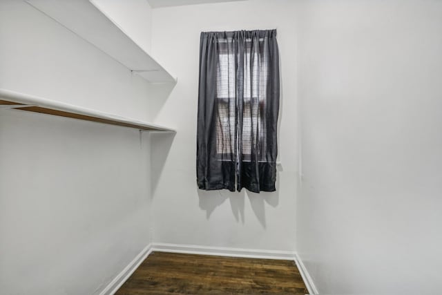 spacious closet with dark hardwood / wood-style floors