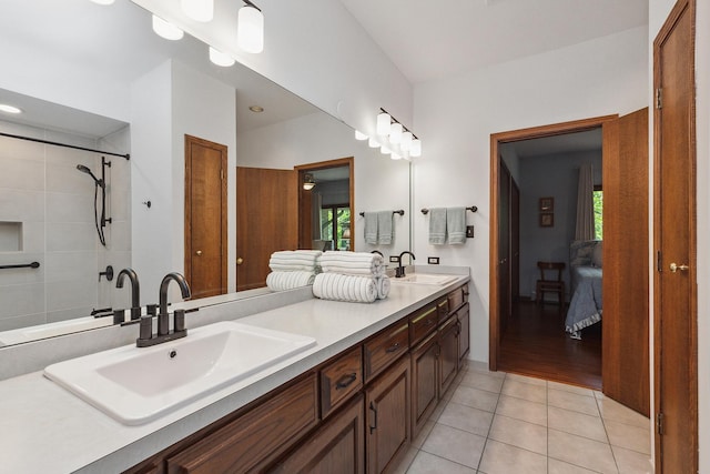 bathroom featuring vanity and tile patterned flooring