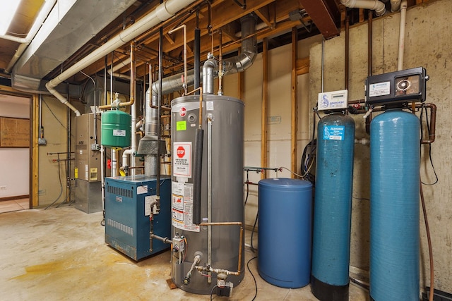 utility room with gas water heater