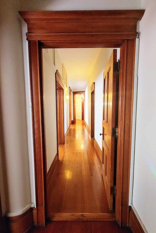 hall with light hardwood / wood-style floors