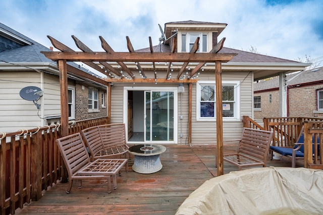 wooden terrace featuring a pergola