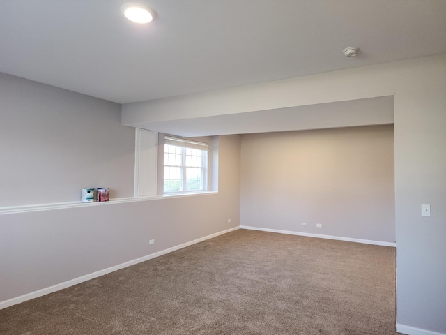 basement with carpet flooring