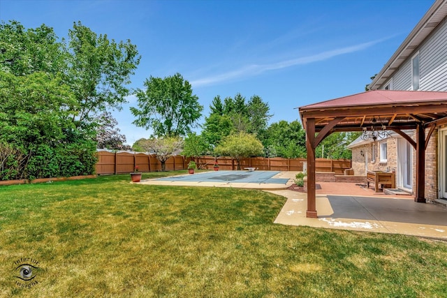 view of yard with a gazebo and a patio