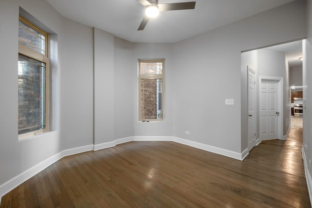 spare room featuring plenty of natural light and dark hardwood / wood-style floors