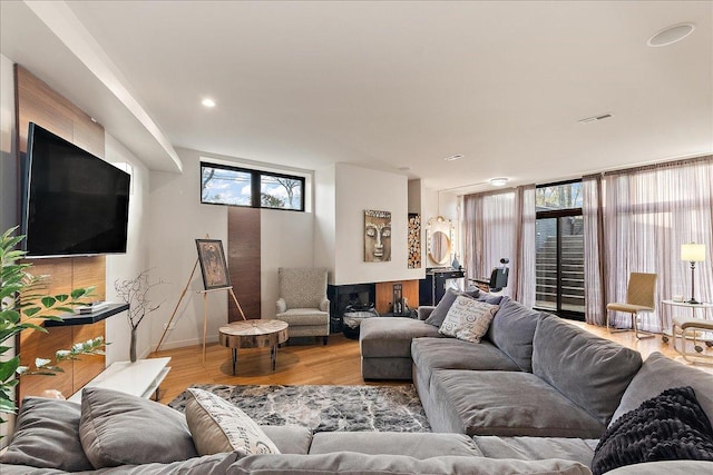 living room featuring light hardwood / wood-style flooring