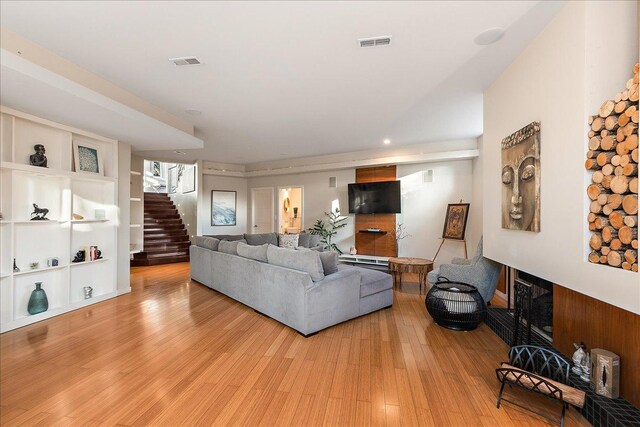 living room featuring light wood-type flooring