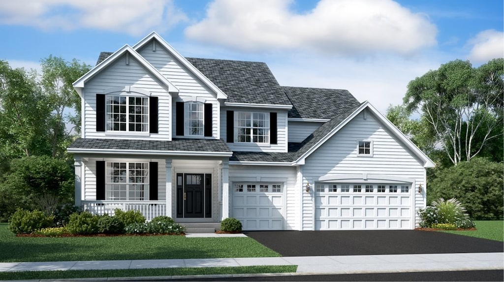 view of front of home featuring a porch and a front lawn