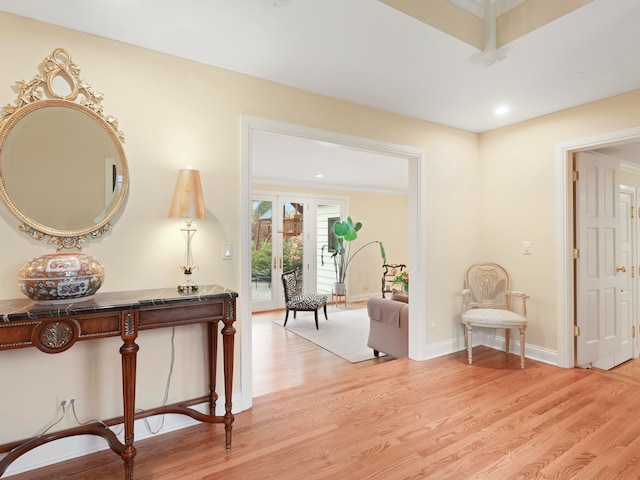 living area featuring light wood-type flooring