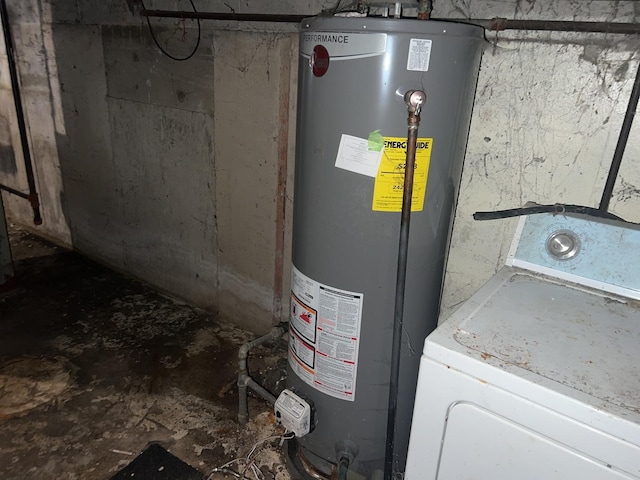 utilities featuring washer / clothes dryer and gas water heater