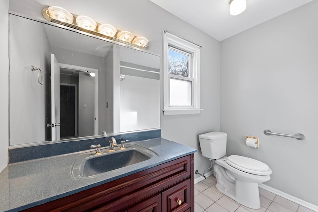 bathroom with tile patterned floors, vanity, and toilet