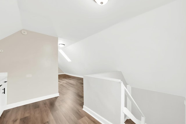 additional living space featuring wood-type flooring and lofted ceiling