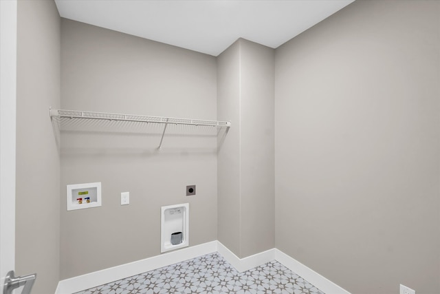 laundry area featuring hookup for an electric dryer and hookup for a washing machine