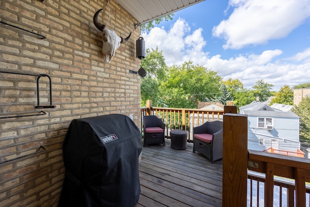 deck featuring area for grilling