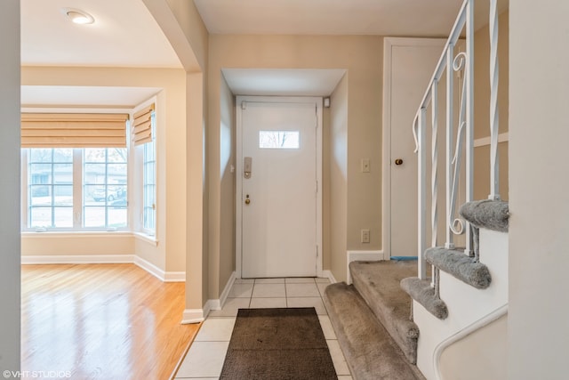 foyer with light hardwood / wood-style flooring