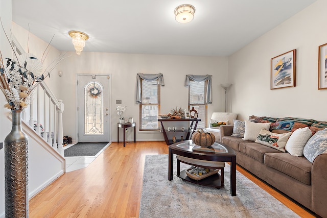 living room with hardwood / wood-style floors