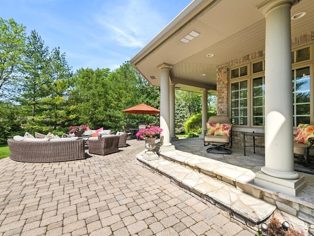 view of patio with an outdoor hangout area