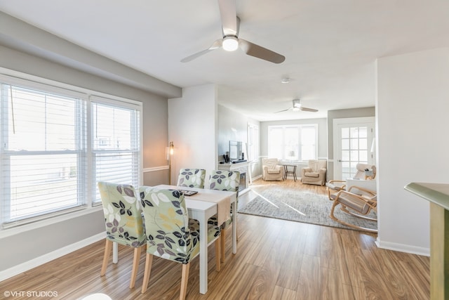 dining area featuring hardwood / wood-style floors and plenty of natural light