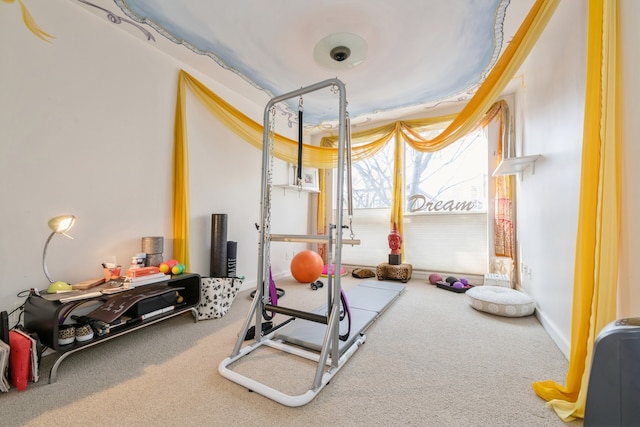 workout room with carpet