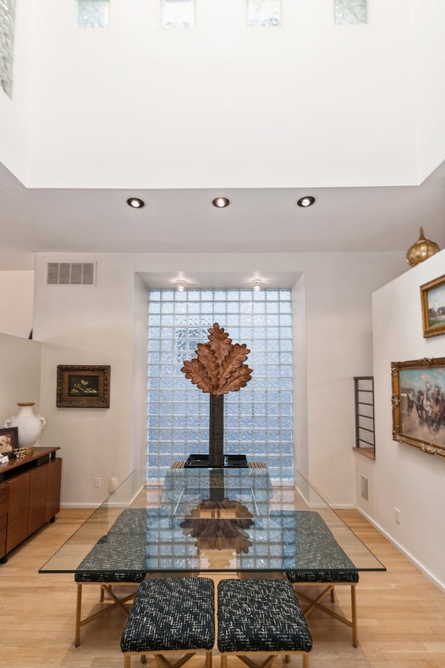 dining space featuring light hardwood / wood-style flooring