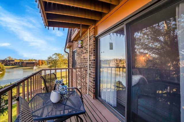 balcony with a water view