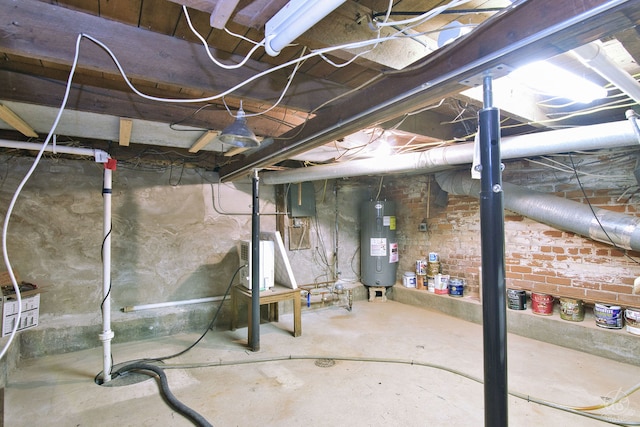 basement with water heater