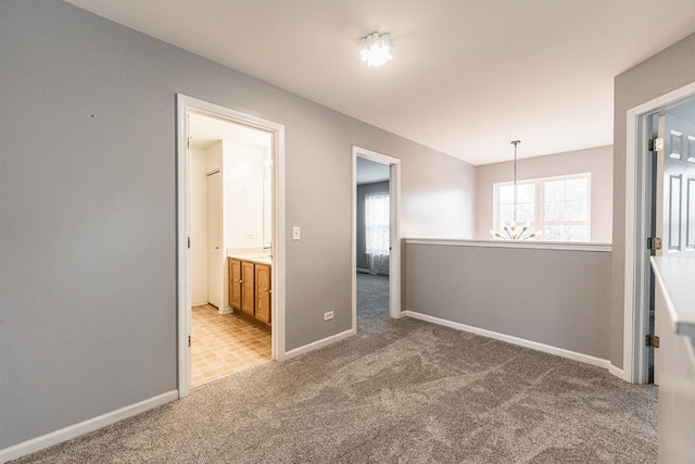 interior space featuring an inviting chandelier