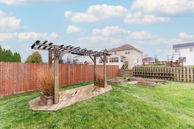 view of yard featuring a pergola