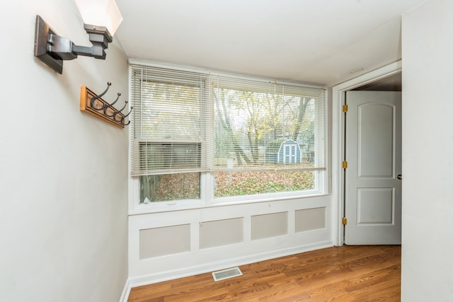 doorway to outside featuring hardwood / wood-style floors