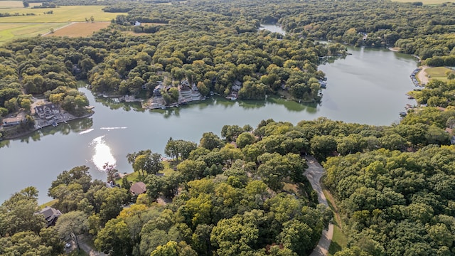 bird's eye view featuring a water view