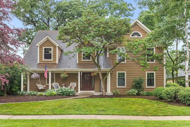 1310 Yorkshire Woods Ct, Wheaton, IL 60189 - view of front facade with covered porch, a front yard, and a shingled roof