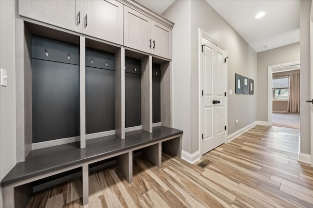 mudroom featuring light hardwood / wood-style floors