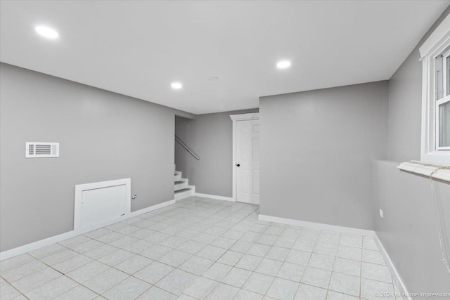 15323 Cherry Ln, Markham, IL 60428 - basement with stairs, recessed lighting, baseboards, and light tile patterned flooring