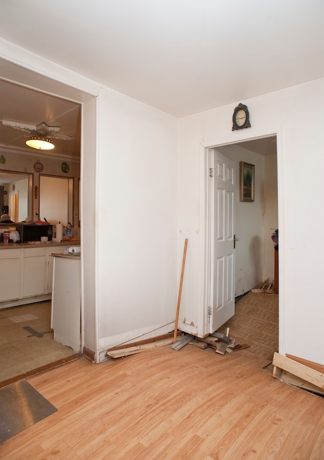 spare room with light hardwood / wood-style floors