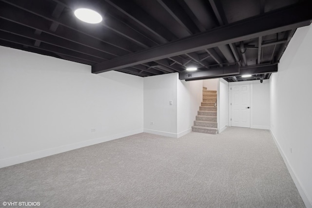 basement with carpet