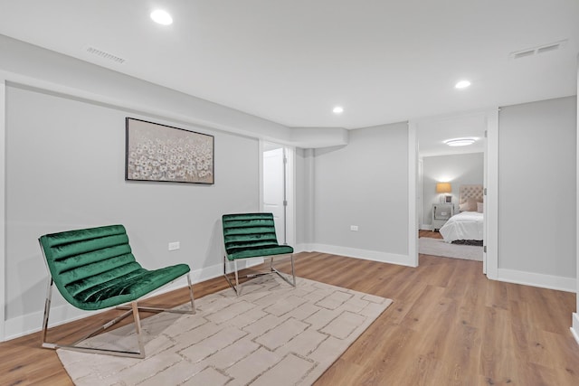 living area with light wood-type flooring