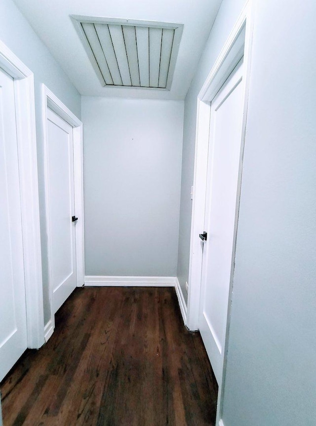 hall featuring dark hardwood / wood-style floors