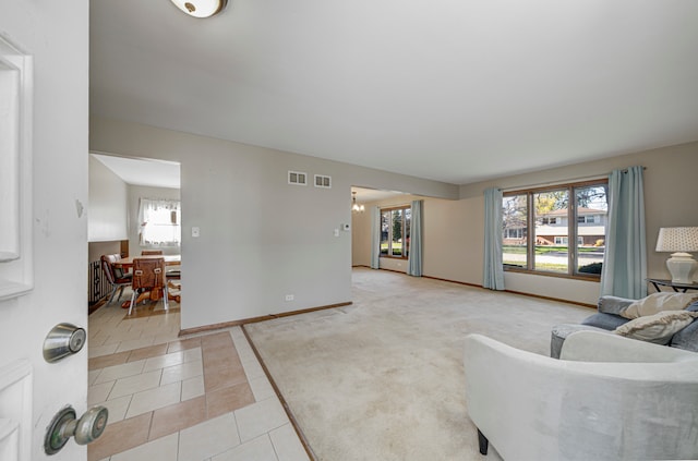 view of tiled living room