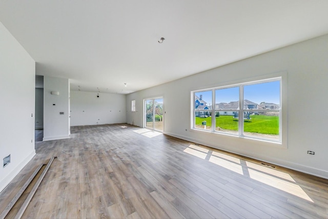 unfurnished living room featuring light hardwood / wood-style floors